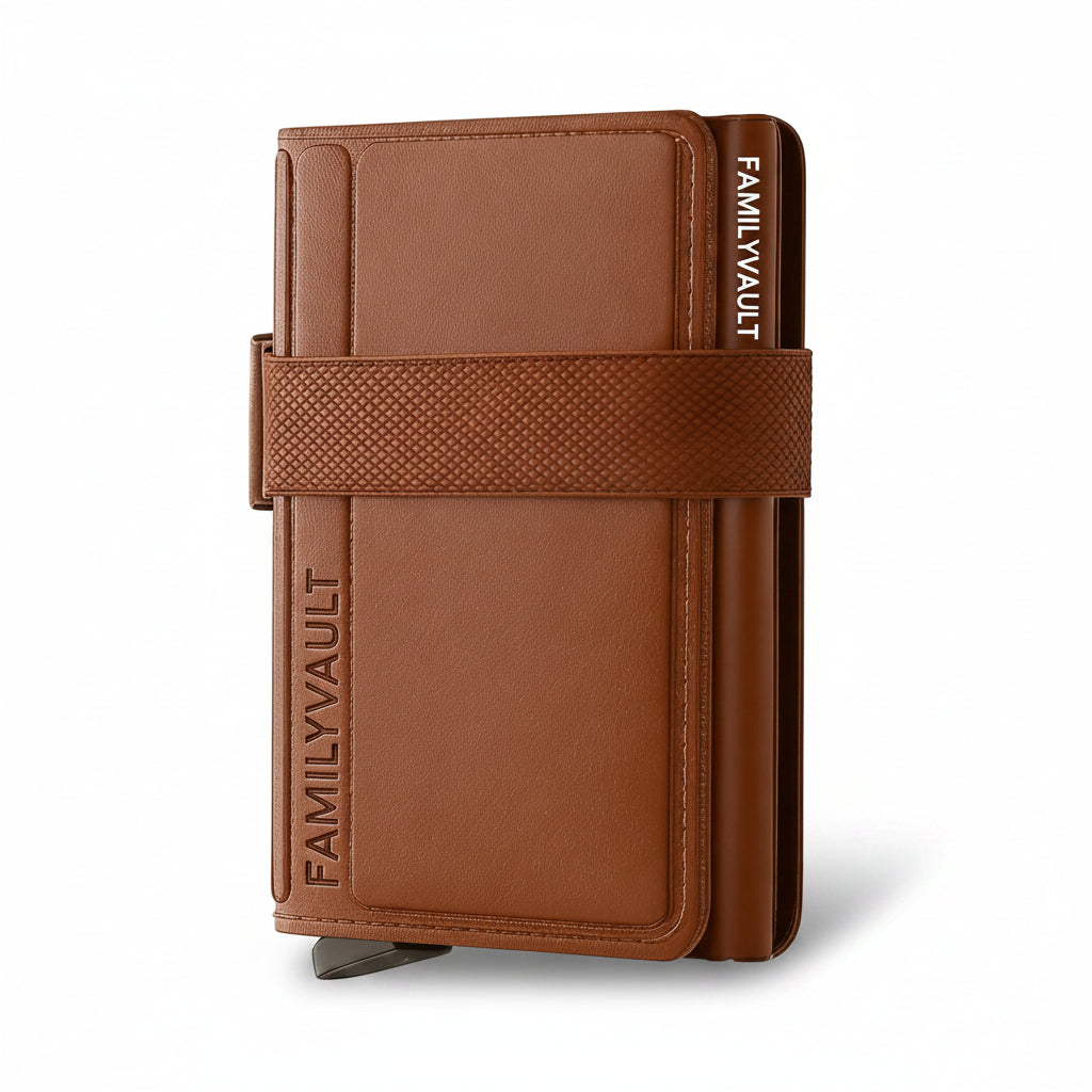 FamilyVault 4-Passport Organizer – Brown