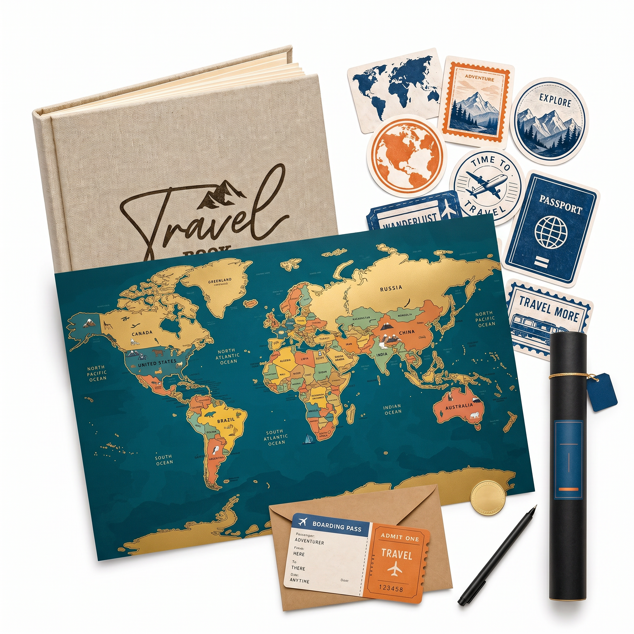 Travel Journal + Scratch Map - Notes Edition