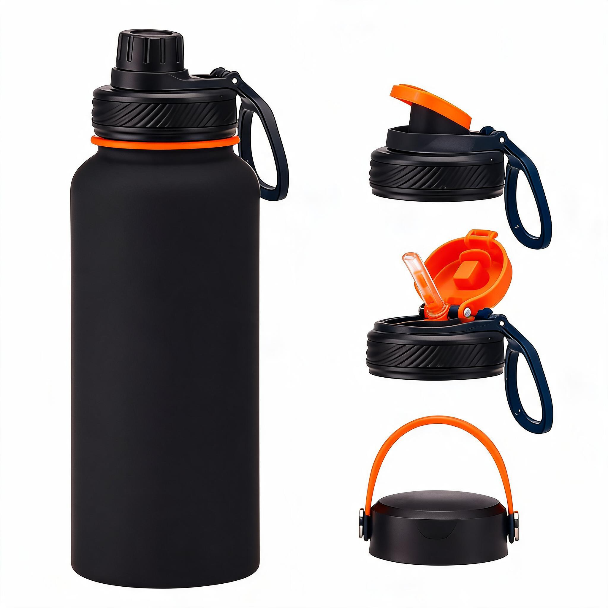 HydroVault Insulated Water Bottle 1L — 3 Lids
