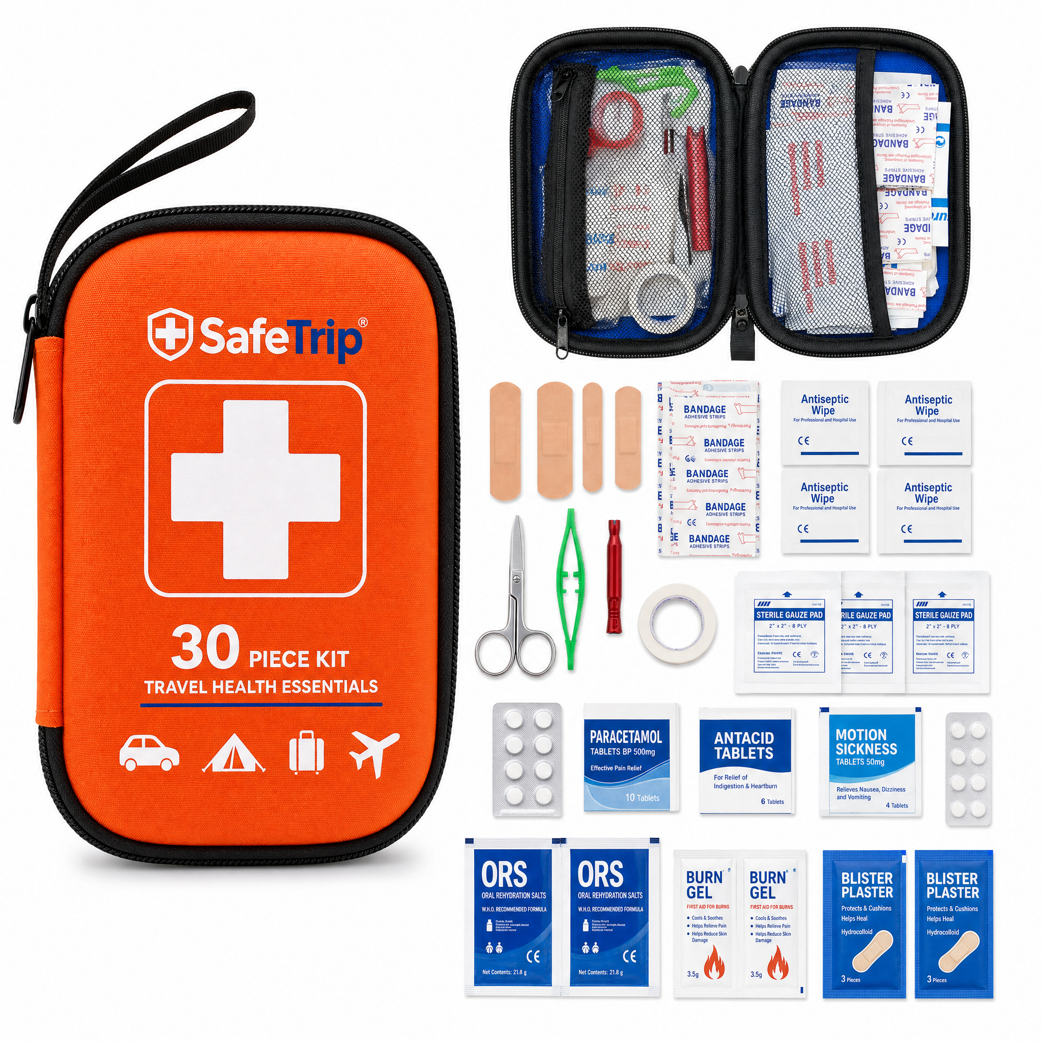 SafeTrip Travel Health Kit (30-piece)