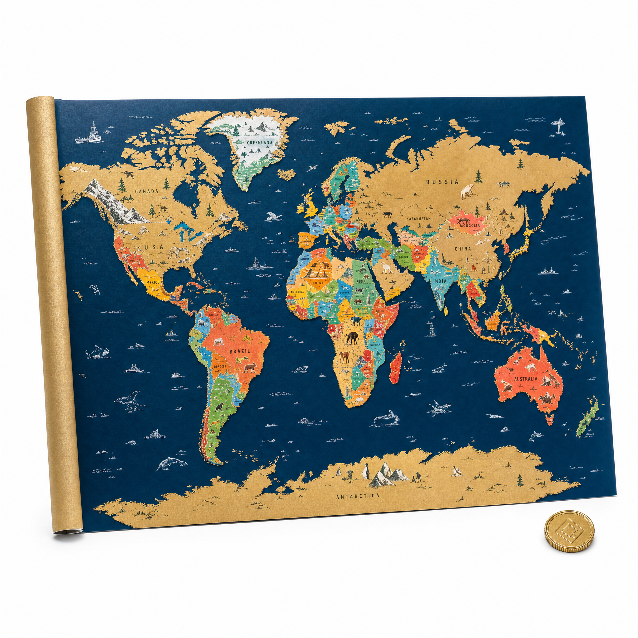 MemoryMile World Scratch Map – Deluxe Edition